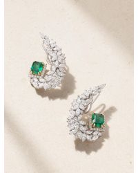 YEPREM - 18-Karat And, Emerald And Diamond Earrings - Lyst