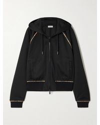 Burberry - Checked Piqué-Trimmed Jersey Hooded Track Jacket - Lyst