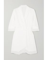 Rime Arodaky Jax Belted Lace-trimmed Crepe Mini Dress - White