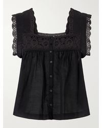Citizens of Humanity - Mia Embroidered Pleated Ramie Blouse - Lyst