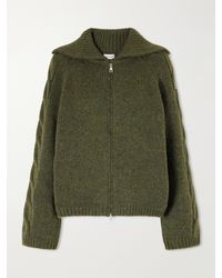 Moncler - Logo-Appliqué Cable Wool-Blend Cardigan - Lyst