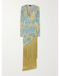 Etro - Fringed Printed Metallic Knitted Dress - Lyst