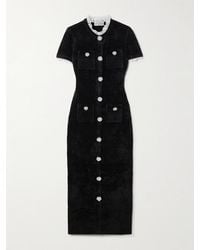 Self-Portrait - Crystal-Embellished Lace-Trimmed Chenille Midi Dress - Lyst