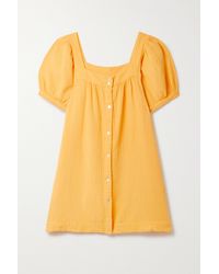 Honorine Francoise Cotton-seersucker Mini Dress - Yellow
