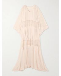 ‎Dima Ayad - Draped Georgette And Lace Gown - Lyst