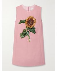 Oscar de la Renta - Embellished Wool And Silk-Blend Mini Dress - Lyst