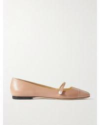 Jimmy Choo - Elisa Mary-Jane-Ballerinas Aus Leder Mit Lacklederbesätzen Und Verzierung - Lyst