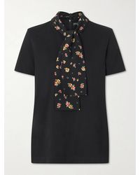 Dolce & Gabbana - Scarf-Detailed Satin-Trimmed Cotton-Blend Jersey T-Shirt - Lyst