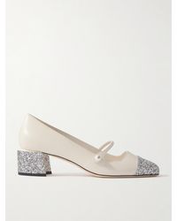 Jimmy Choo - Elisa 45 Embellished Glittered Leather Mary Jane Pumps - Lyst