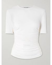 Alaïa - Ruched Stretch-Jersey T-Shirt - Lyst