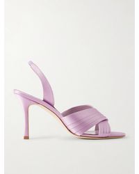 Manolo Blahnik - Viera 90 Satin Slingback Sandals - Lyst