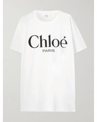 Chloé - Printed Cotton-Jersey T-Shirt - Lyst