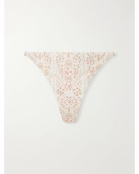 Agua Bendita - Palmira Playa Bead-Embellished Printed Recycled-Blend Bikini Briefs - Lyst