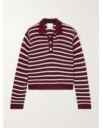 Allude - Pullover Aus Einer Gestreiften Woll-Kaschmirmischung Mit Polokragen - Lyst