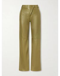 Chloé - High-Rise Paneled Leather Straight-Leg Pants - Lyst