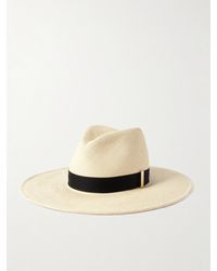 Gigi Burris Millinery - Jeanne Embellished Cotton Felt-Trimmed Straw Fedora - Lyst