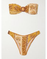 Zimmermann - Lucky Printed Bandeau Bikini - Lyst