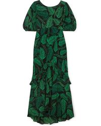 RIXO London Cheryl Printed Midi-dress - Green
