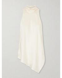 Brunello Cucinelli - Scarf-Detailed Silk-Satin Turtleneck Blouse - Lyst