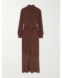 Alessandra Rich - Ruffled Bow-Detailed Polka-Dot Silk Crepe De Chine Midi Dress - Lyst