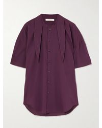 Lemaire - Tie-Neck Cotton-Muslin Shirt - Lyst
