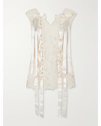 Simone Rocha - Unraveling Ribbon Portrait Bow-Detailed Lace Top - Lyst