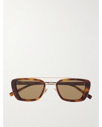 Saint Laurent - Rectangle-Frame Acetate And-Tone Sunglasses - Lyst