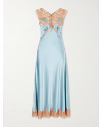 Doen - Marcelle Lace-Trimmed Silk-Satin Midi Dress - Lyst