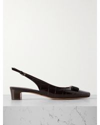 Ferragamo - Escarpins À Brides Arrière En Cuir Effet Croco À Nœuds Rivada - Lyst
