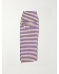 Rabanne - Gathered Striped Jersey Maxi Skirt - Lyst