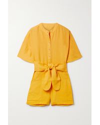 Mara Hoffman + Net Sustain Lowri Belted Organic Linen Playsuit - Yellow