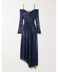 Jason Wu - Asymmetric Cold-Shoulder Sequined Chiffon Maxi Dress - Lyst
