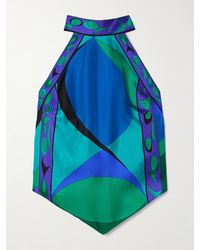 Emilio Pucci - Cropped Printed Silk-Twill Halterneck Top - Lyst