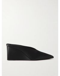Alaïa - Satin Point-Toe Wedge Mules - Lyst