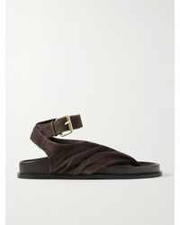 A.Emery - Mantei Ruched Suede And Leather Sandals - Lyst