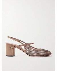 Jennifer Chamandi - Mattia 65 Suede-Trimmed Mesh Pumps - Lyst