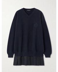 Balenciaga - Layered Wool-Trimmed Embroidered Cotton Mini Dress - Lyst
