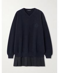 Balenciaga - Layered Wool-Trimmed Embroidered Cotton Mini Dress - Lyst