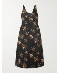 Emilia Wickstead - Tippi Midikleid Aus Satin Mit Blumenprint - Lyst
