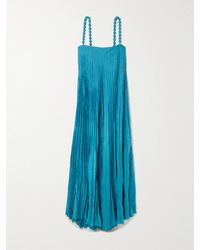 ANDRES OTALORA - Robe Longue En Lin Plissé À Perles Un Ritmo - Lyst