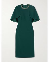 Jenny Packham - Flirtini Cape-Effect Crystal-Embellished Crepe Midi Dress - Lyst