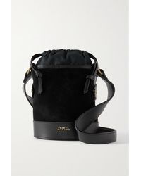Isabel Marant - Samara Small Leather-trimmed Suede And Canvas Bucket Bag - Lyst