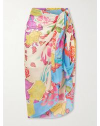 Donde Esteban - Flores Floral-Printed Cotton And Modal-Blend Pareo - Lyst