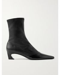 Acne Studios - Patent-Trimmed Leather Ankle Boots - Lyst