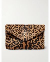 Saint Laurent - Cassandre Leather-Trimmed Leopard-Print Calf Hair Shoulder Bag - Lyst