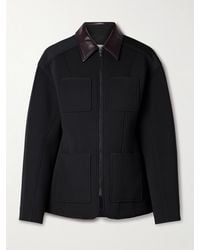 Tibi - Leather-Trimmed Twill Jacket - Lyst