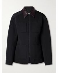 Tibi - Leather-Trimmed Twill Jacket - Lyst