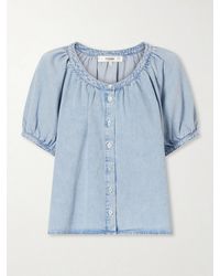 FRAME - The Resort Cotton And Lyocell-Blend Chambray Blouse - Lyst
