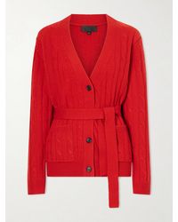 Nili Lotan - Tirza Belted Cable-Knit Cashmere Cardigan - Lyst