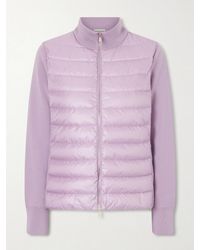 Moncler - Appliquéd Wool And Quilted Shell Down Cardigan - Lyst